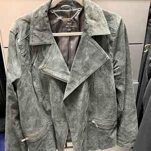 Dennis by Dennis Basso Gray Moro Leather Jacket
